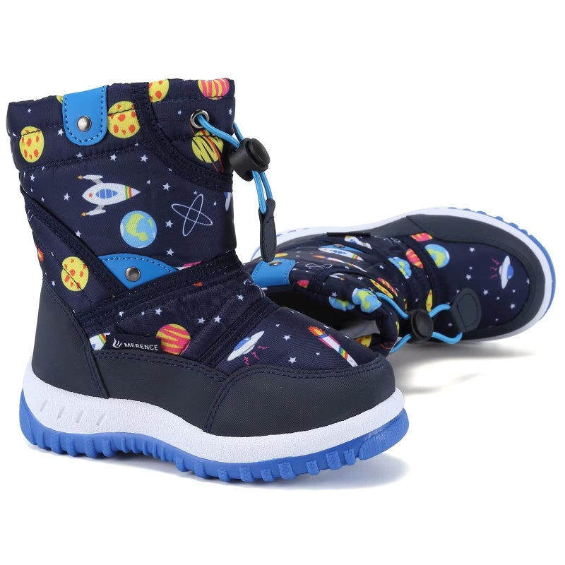 CIOR Winter Snow Boots for Boy and Girl Outdoor Waterproof with Fur Lined(Toddler/Little Kids) U120WXZ014-Space blue-24 - Image 2